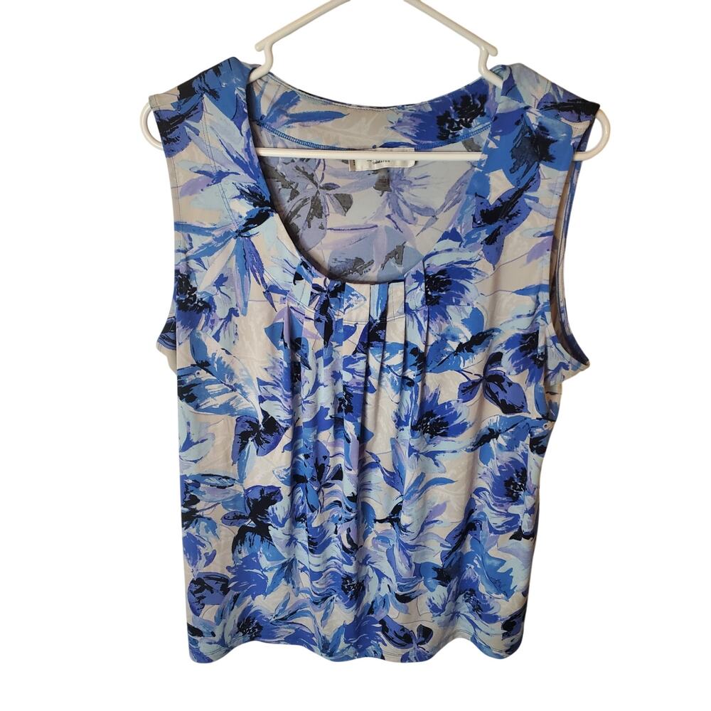 Jones Studio Blue Floral Sleeveless Blouse/Shell 1X
